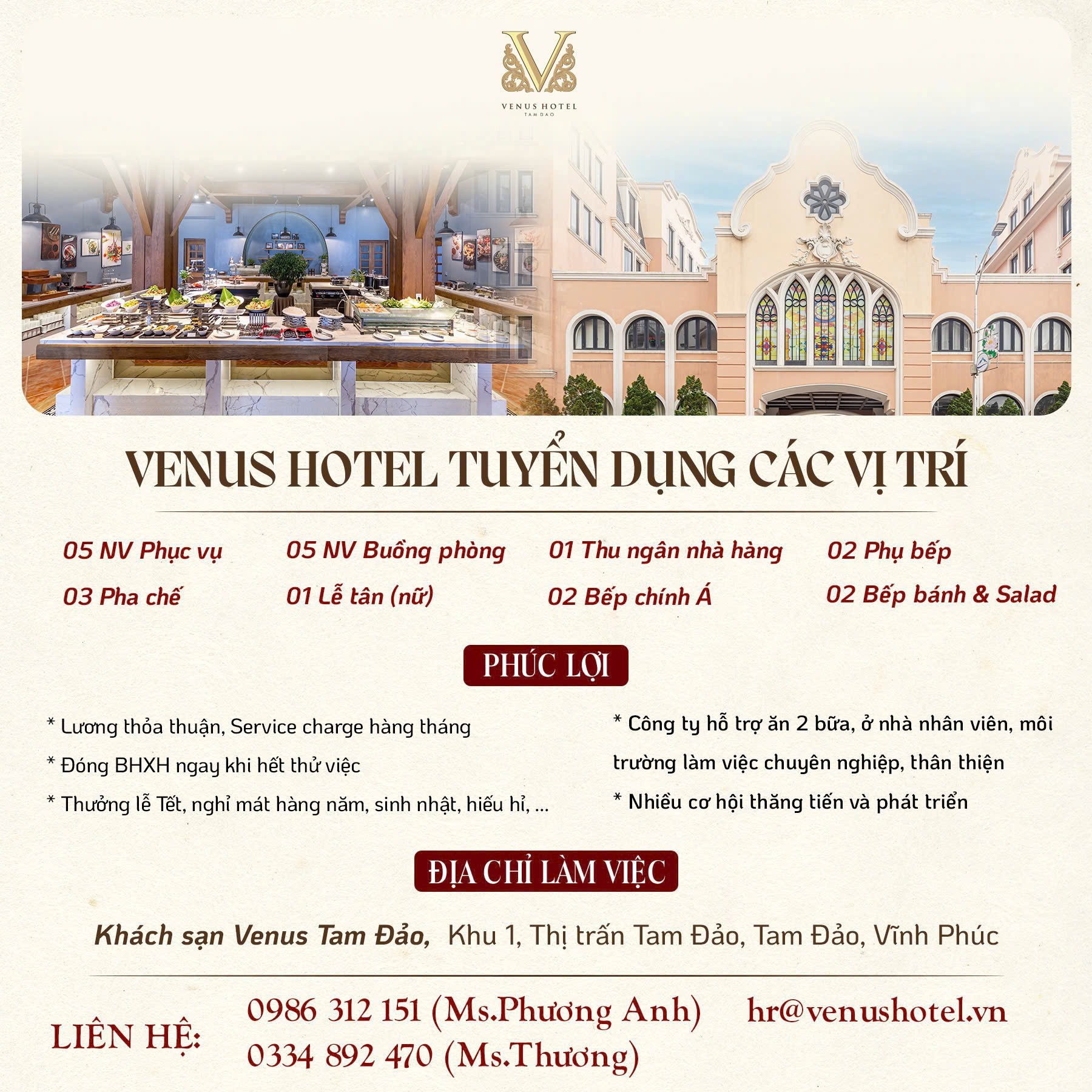 Khách sạn Venus Tam Đảo tuyển dụng 
