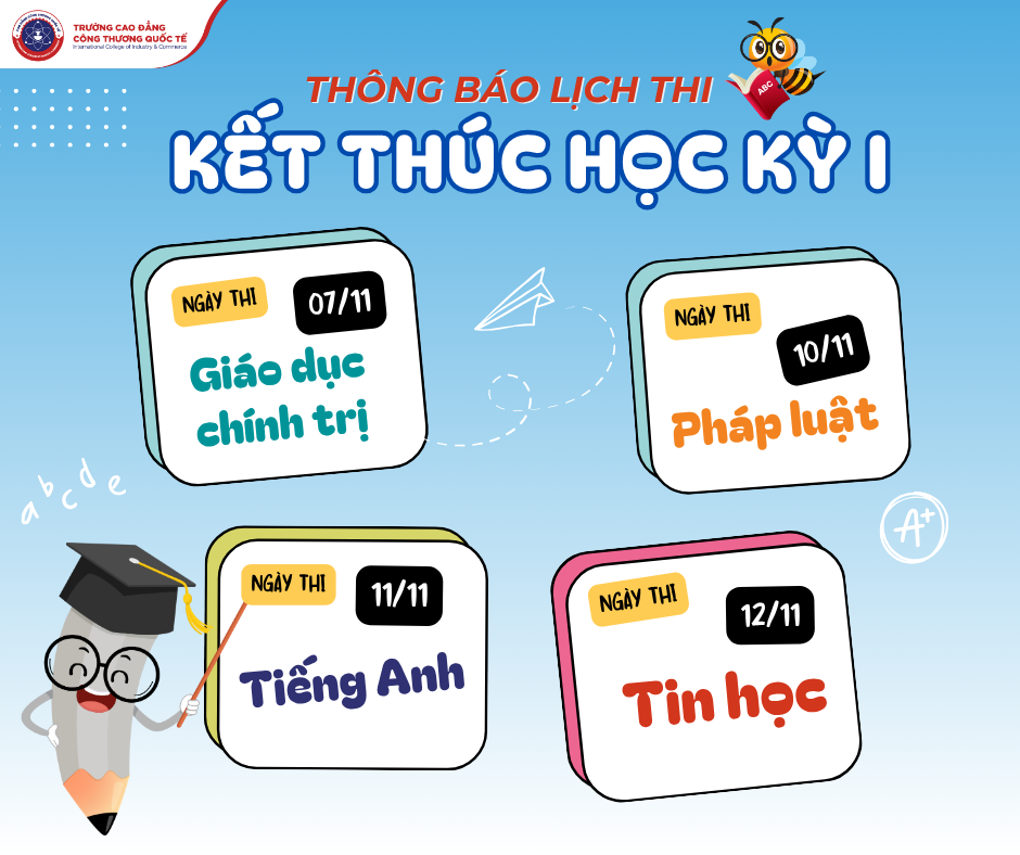 ICC thông báo lịch thi kết thúc học kỳ 1 K17