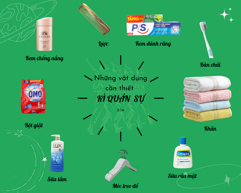 Chỉ cần mang những vật dụng cần thiết khi đi học quân sự